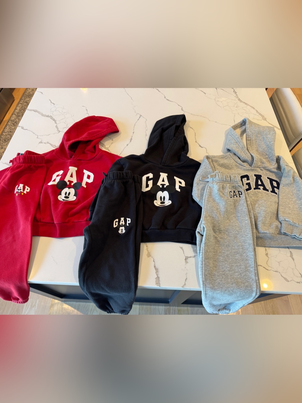 ❤️🖤 GAP Kids Mickey Hoodie & Jogger Set - Red, Black, Gray - Bundle of 3!